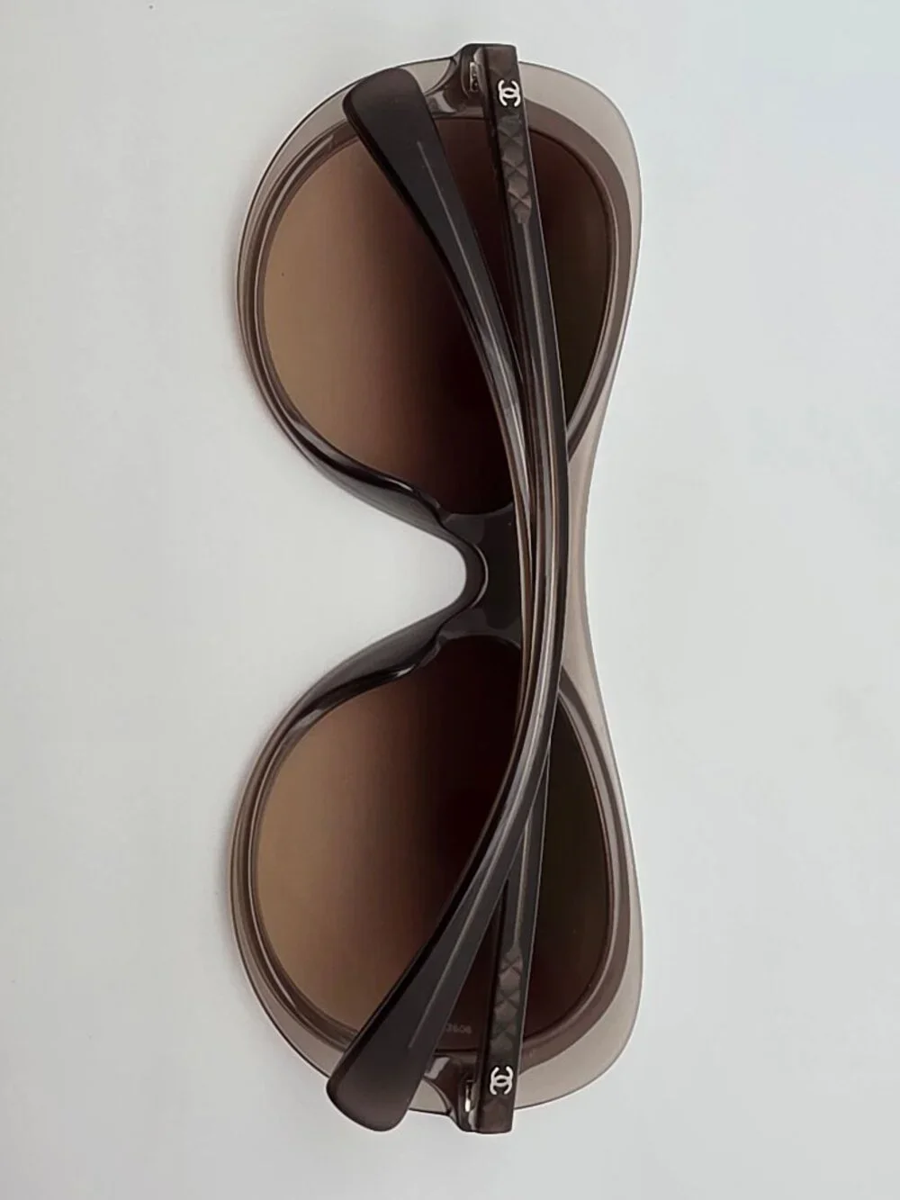 Chanel 5389-A c. 677/S5 Smoky Taupe Frame Brown Gradient Lens Sunglasses Italy